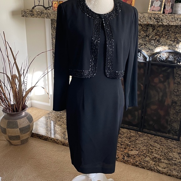 Marianna Black Beaded Front Dress. - Picture 5 of 16